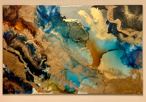 Aurora is a colorful mixed-media piece of modern art made with resin. This artwork is original, no prints, no copies, simply one-of-a-kind. I absolutely loved crafting this challenging contemporary art piece, and I still can't believe how beautifully it turned out.  Size:  48"x31" (122cm x 78cm).