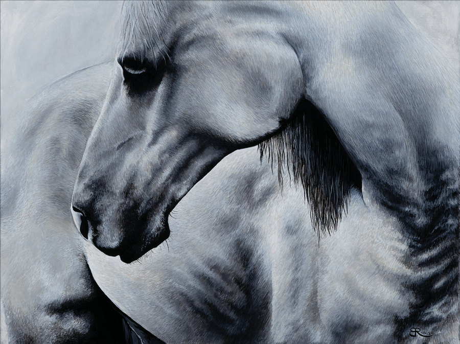 Acrylic on canvas, 18"x24".   Modern art with a personalized take on realism. I absolutely loved producing this animal portrait. Original acrylic painting by Brittany Rhoads.